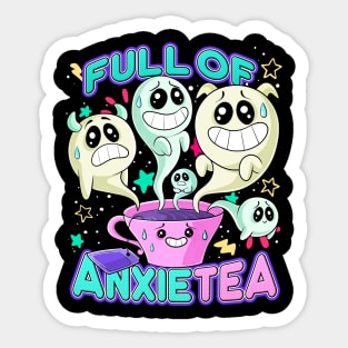 Cute Kawaii Teacup Full of Anxiety Anxietea Pastel Goth Sticker